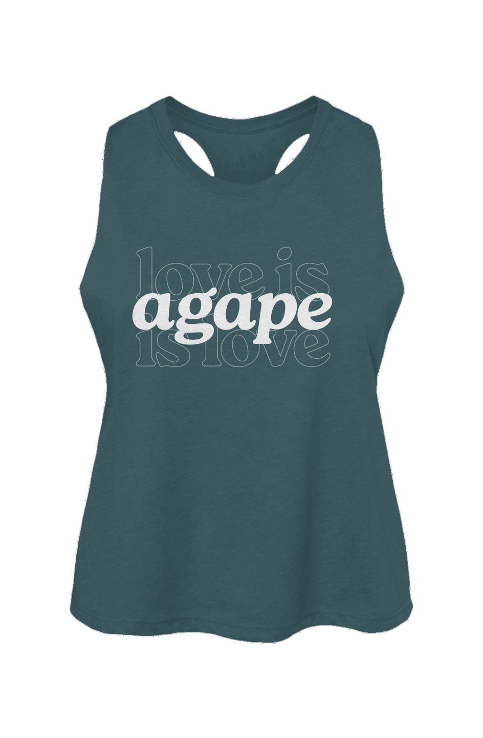 'Love is Agape' Racerback Cropped Tank - Women's