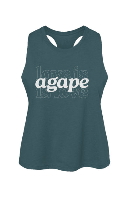 'Love is Agape' Racerback Cropped Tank - Women's
