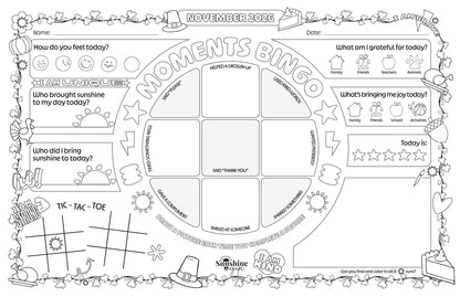 Conversation Starter Placemats - November Theme