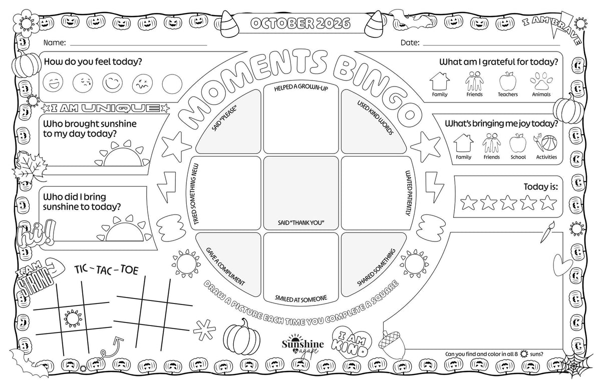 Conversation Starter Placemats - October Theme